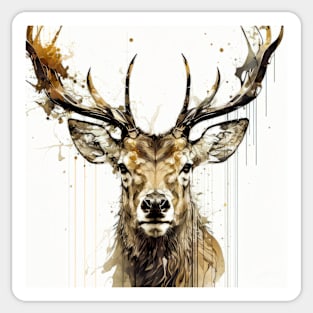 Stag Deer Portrait Animal Painting Wildlife Outdoors Adventure Sticker